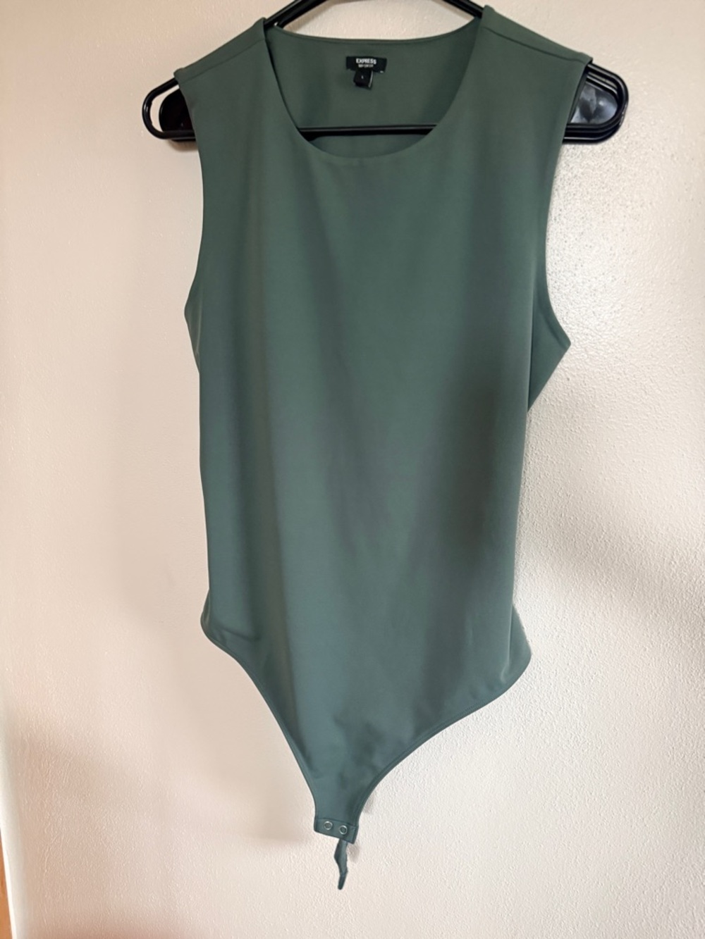 Express Sleeveless Olive Green Bodysuit with Open Back